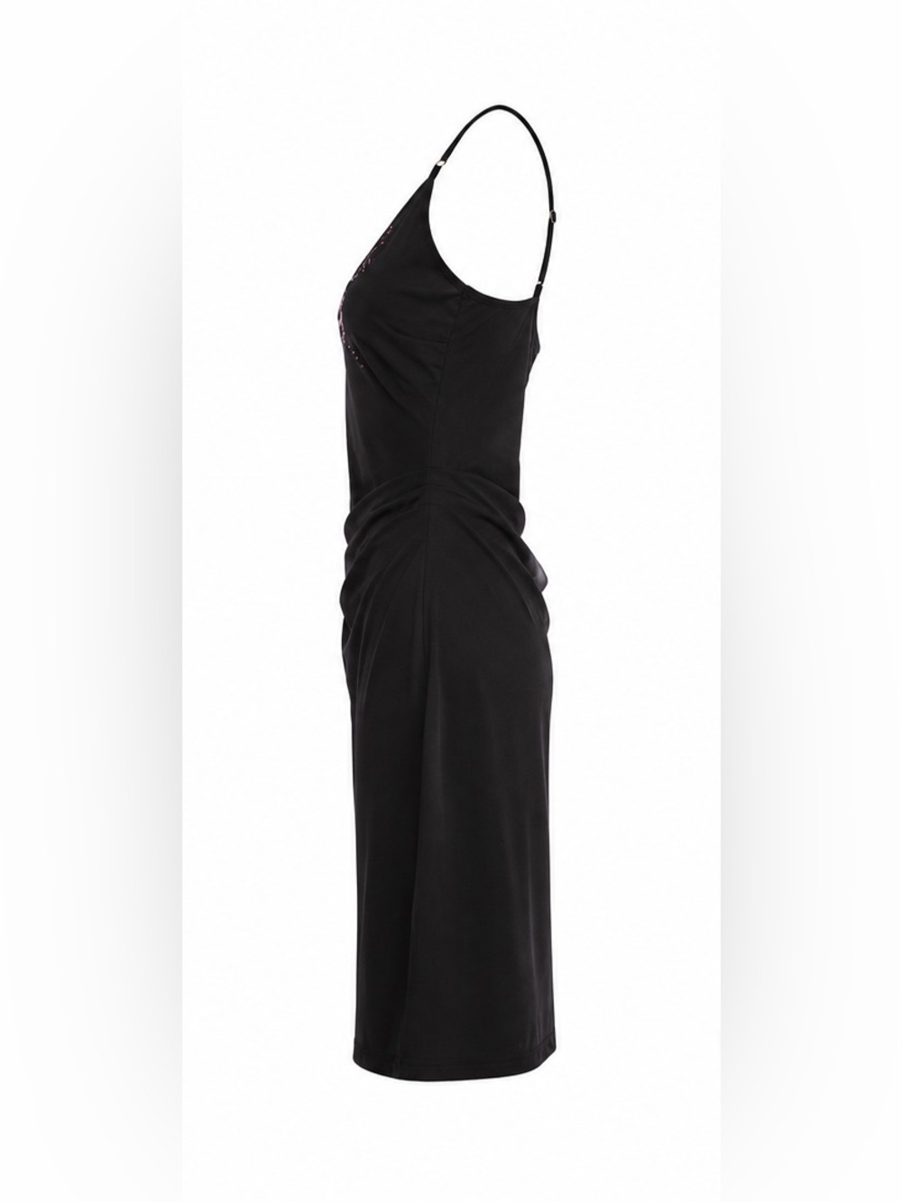Nicole Miller Black Slip Dress with Pink Crystal Detail - Picture 2 of 3